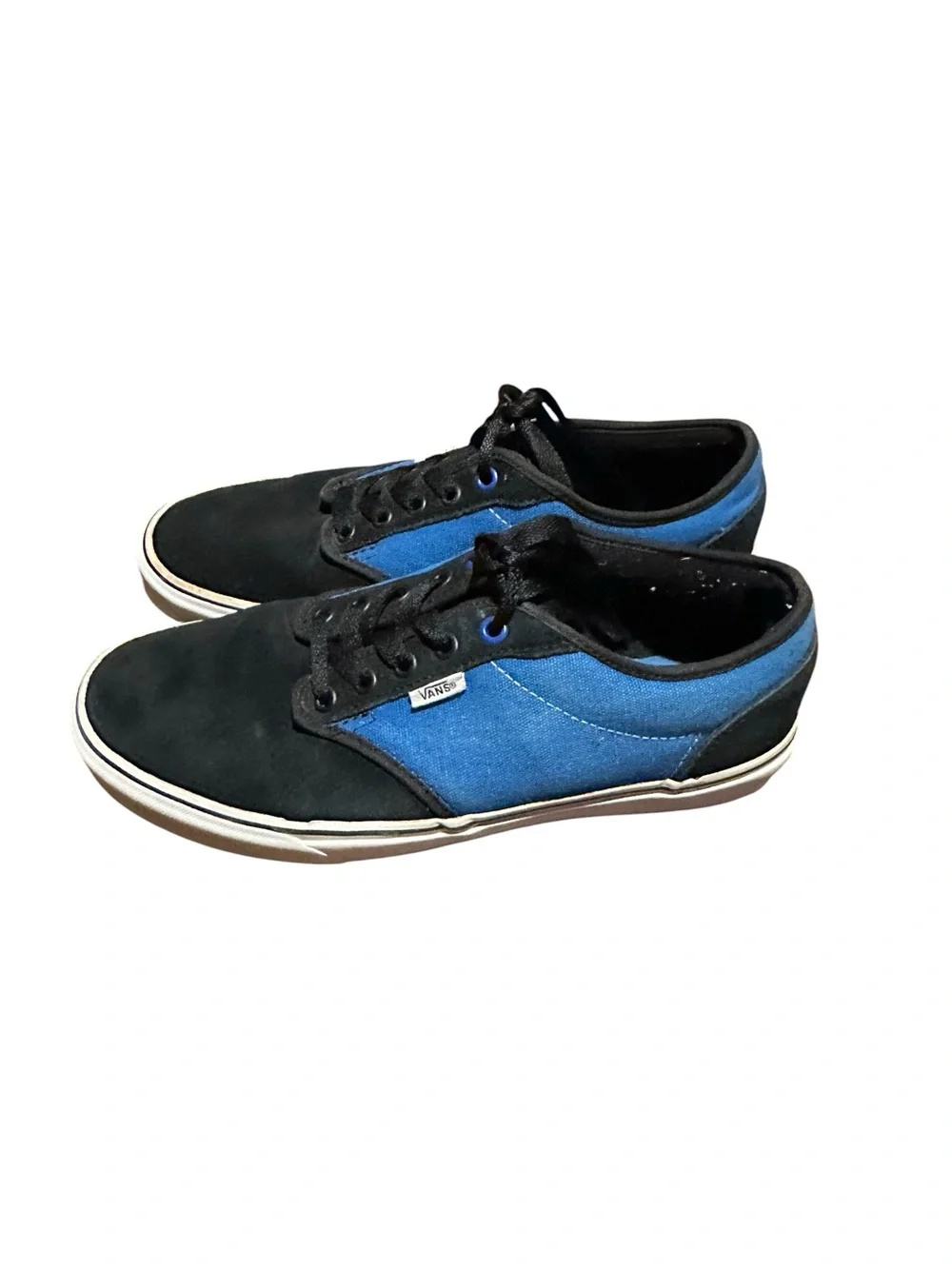 Men's Vans Black and Blue Low-Top Canvas Sneakers size 10